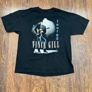 Vintage Vince Gill Retro Country Music 90s Tour Concert T Shirt Size XL Black